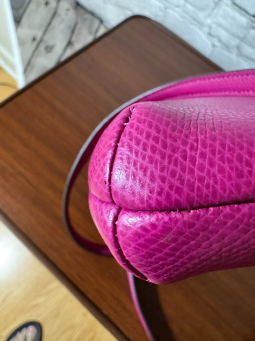 Coach East West Crossbody Fuchsia Pink Crossgrain Leather EUC - Picture 8 of 13